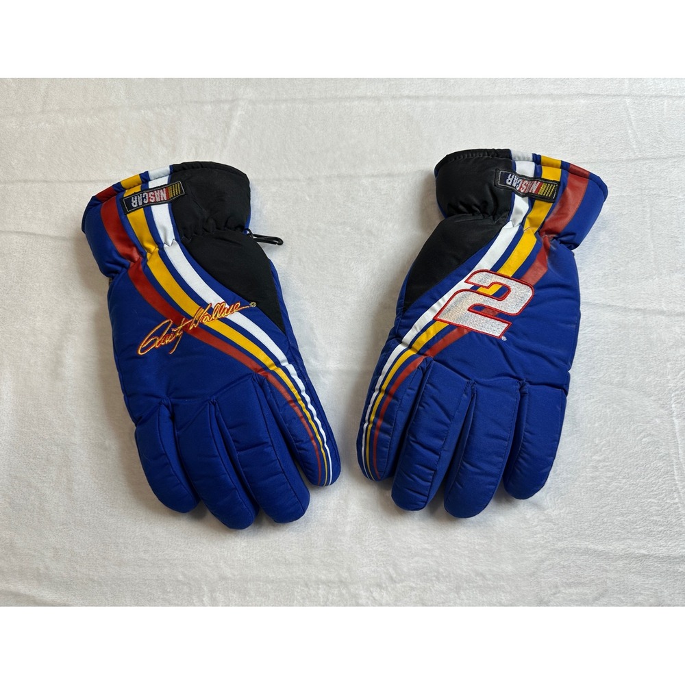 NASCAR Rusty Wallace Gloves Mens OSFA Blue Racing No 2 Waterproof Winter Sport